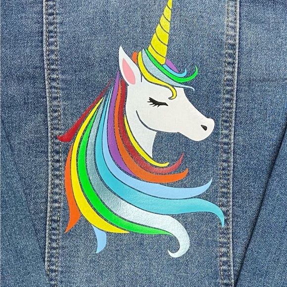 NWT Cute Unicorn Jean Jacket. Blue Denim Jean Jacket, girls unicorn. - Picture 3 of 7